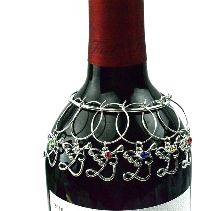Angels with Crystals Wine Charms, Set of 6