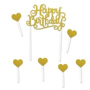Happy Birthday Gold Bling Cake Topper