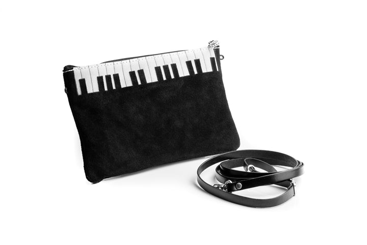 Suede Leather Piano Crossbody Purse