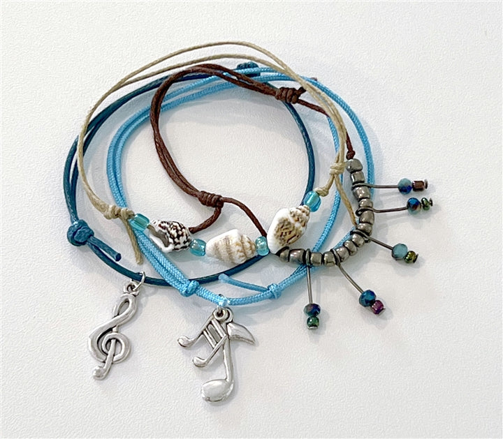 Hues of Blues Set of 4 Music Bracelets