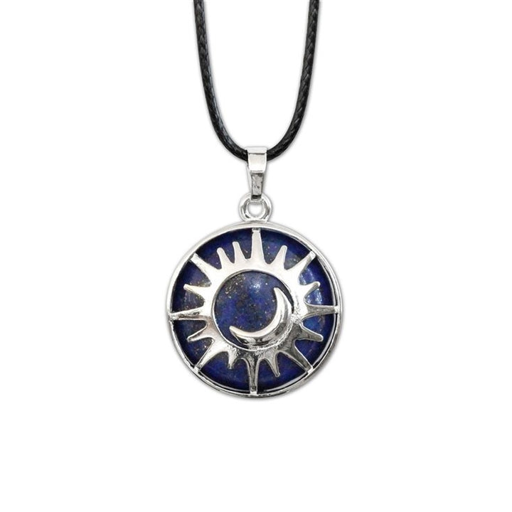 Lapis Gemstone Sun & Moon Necklace