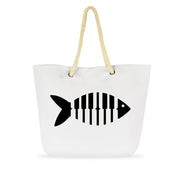 Black and White Piano Keys Fish Rope Tote