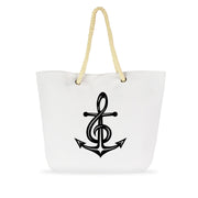 Black and White Musical Anchor Rope Tote