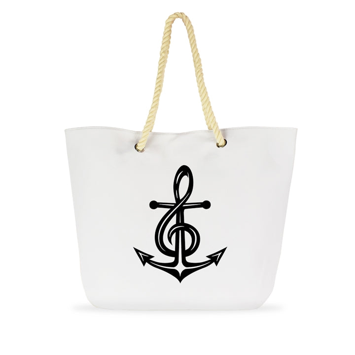 Black and White Musical Anchor Rope Tote