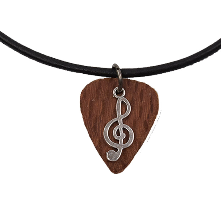 Leopard Wood Exotic Wood Guitar Pick Necklace