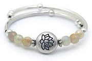 Silver Lotus & Moonstone Bracelet