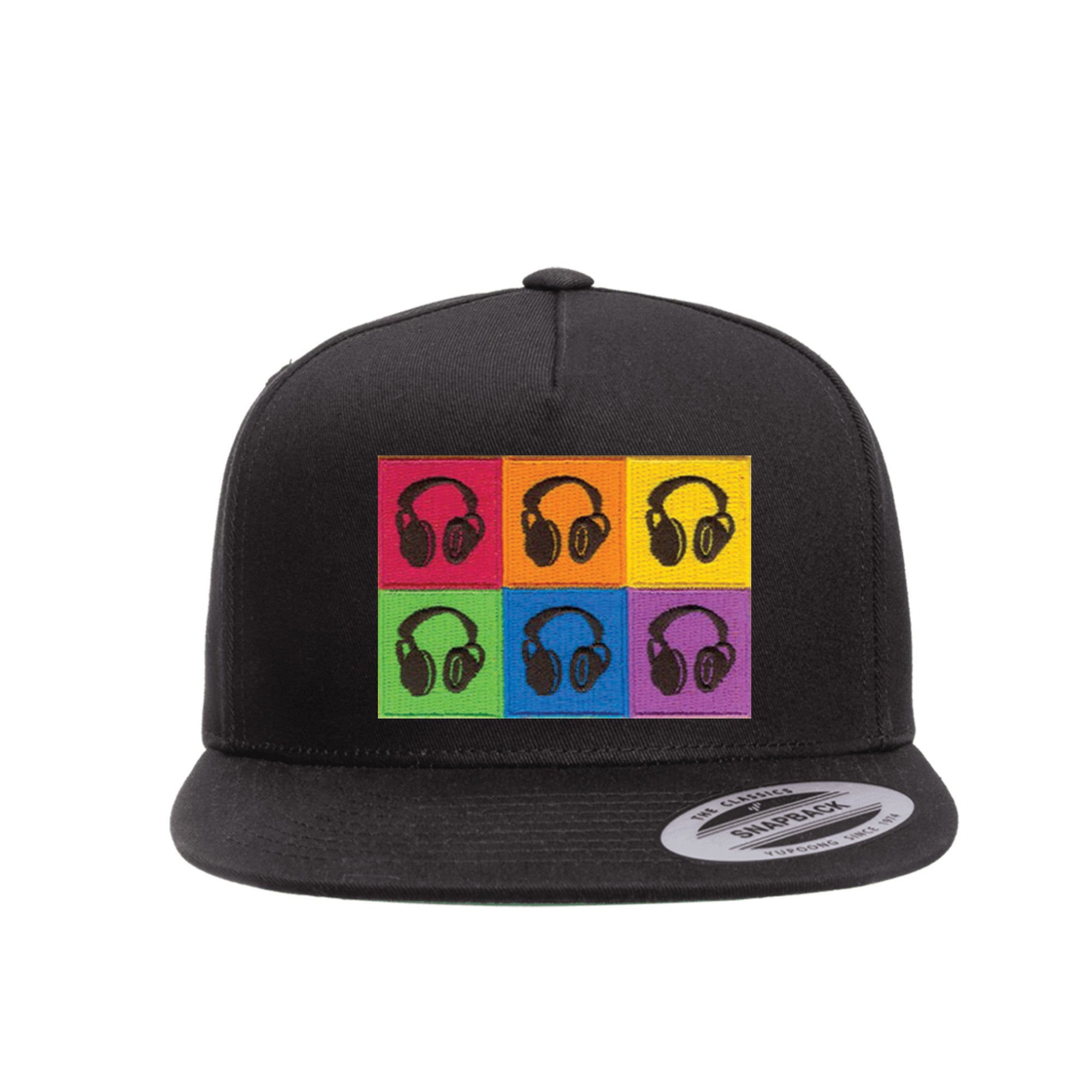 Headphone Mosaic Patch Snapback Cap