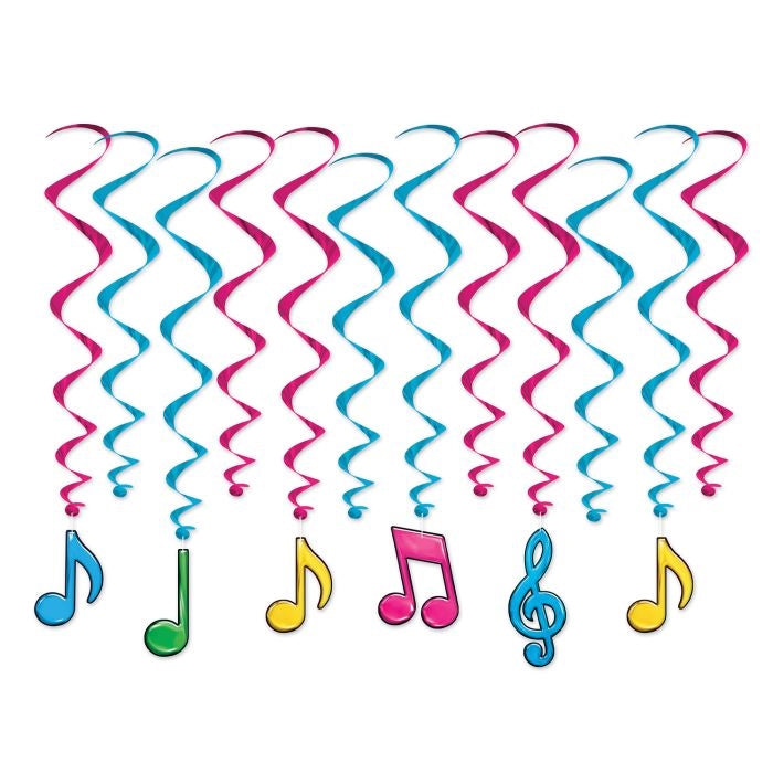 Neon Musical Note Swirly Whirls