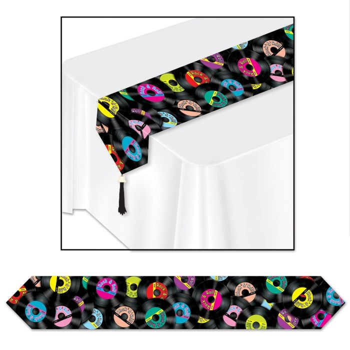 Colorful Rock & Roll Record Table Runner