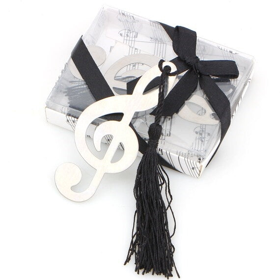 Metal Treble Clef with Tassel Bookmark