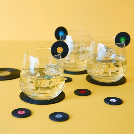 Vintage Records Glass Markers, Set of 8