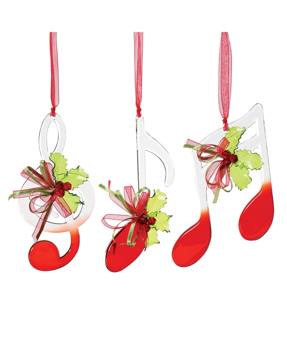 Holly Jolly Music Notes Ornaments, Set of 3