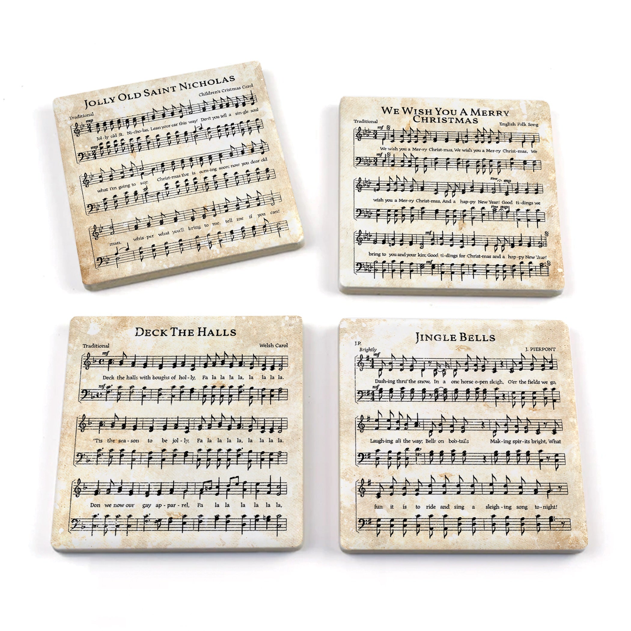 Christmas Carol Coasters - Set of 4