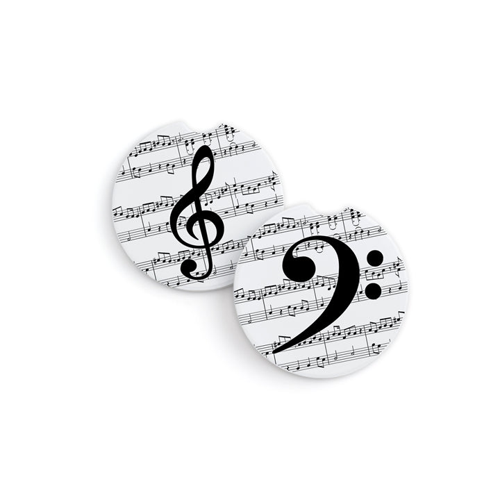 Treble & Bass Clef Car Coaster Set