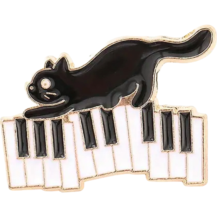 Kitty Cat and Keys Enameled Pin