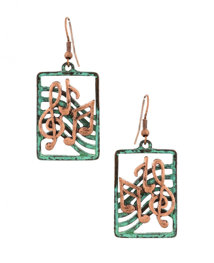 Music To My Earrings Copper Patina
