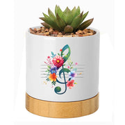Planter with Treble Clef & Flowers