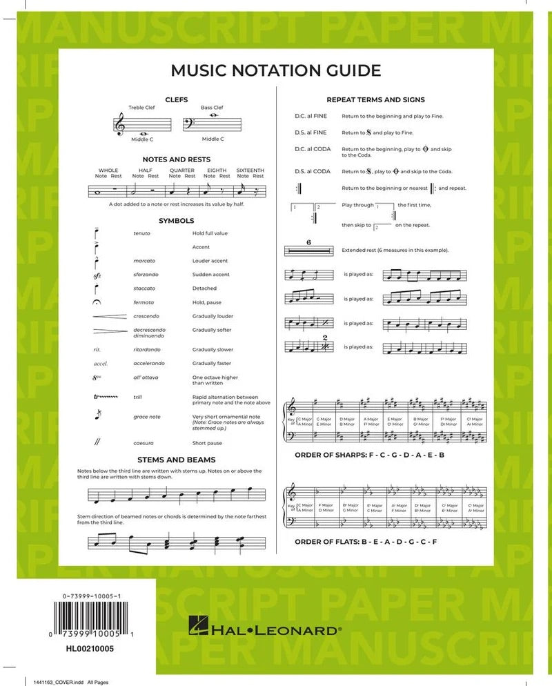 Standard Wirebound Manuscript Paper (Green Cover)