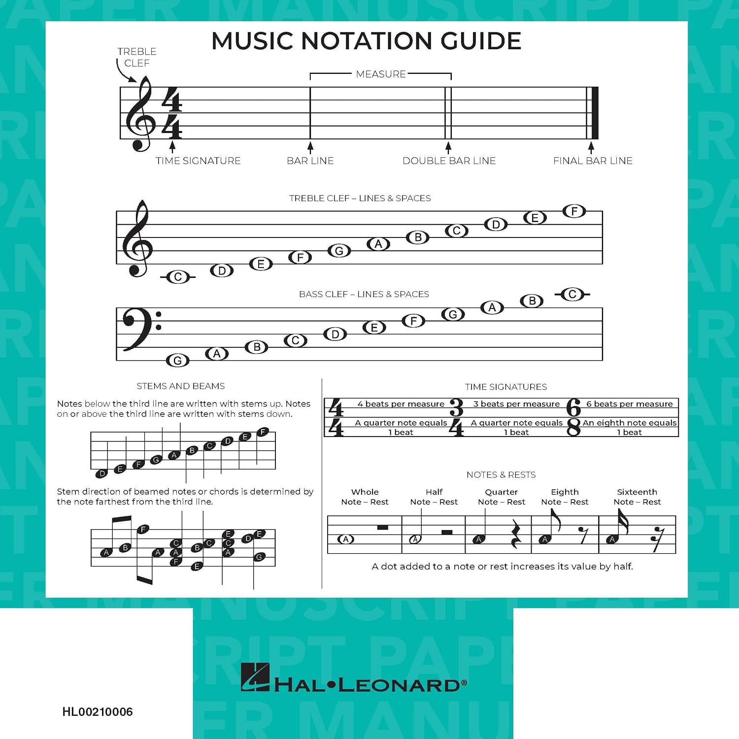 Wide Staff Wirebound Manuscript Paper (Aqua Cover)