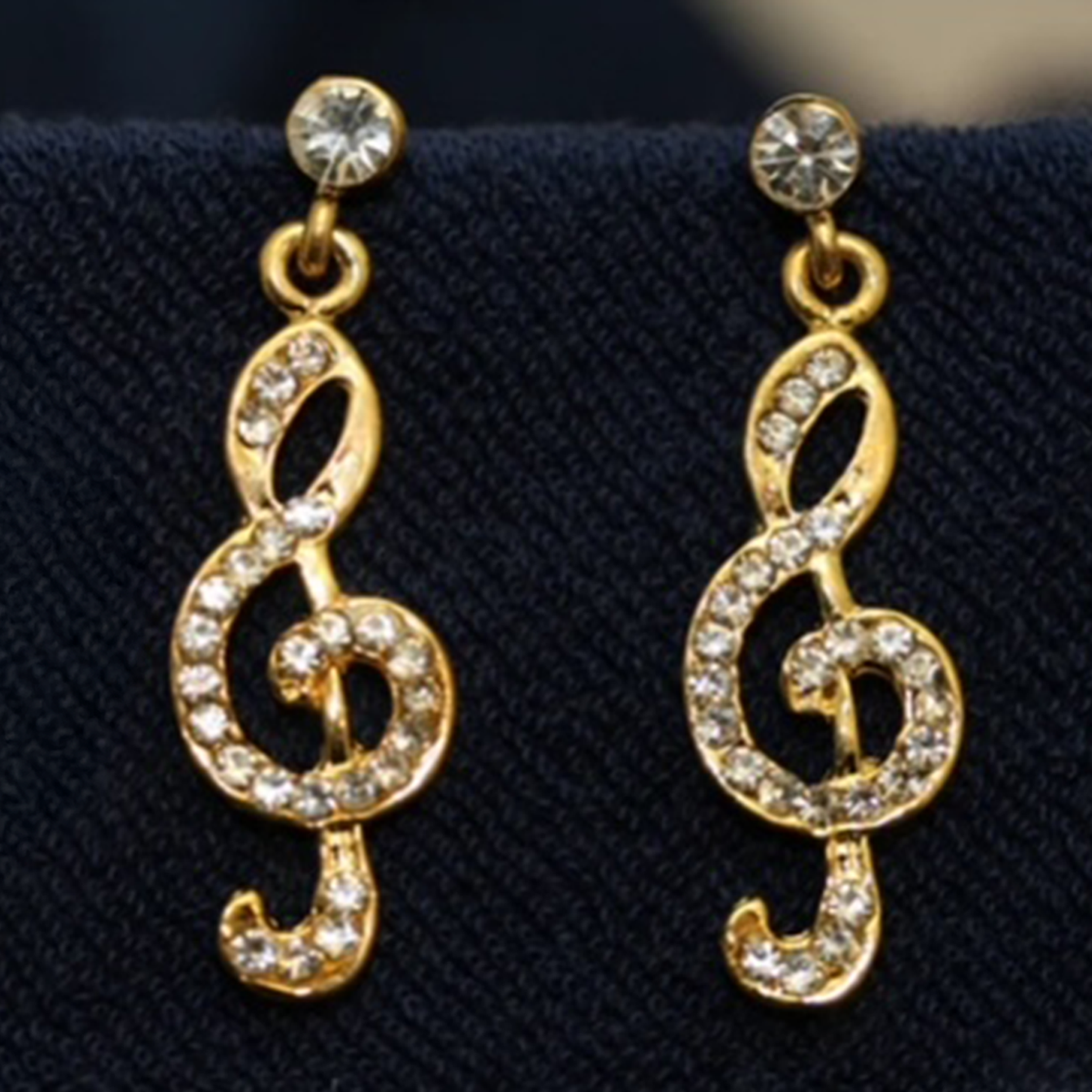 G-Clef with Crystals Earrings