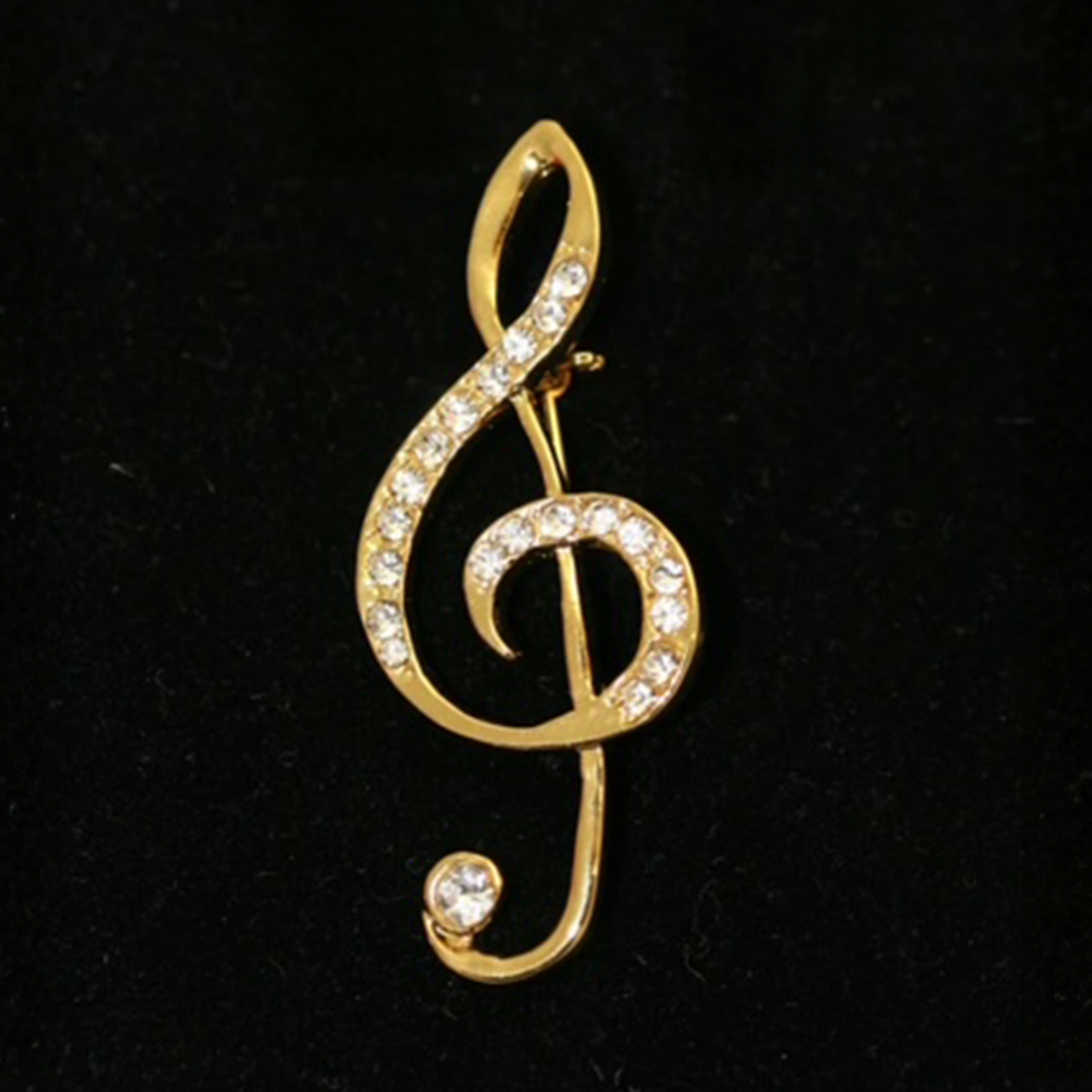 G-Clef with Crystals Pin