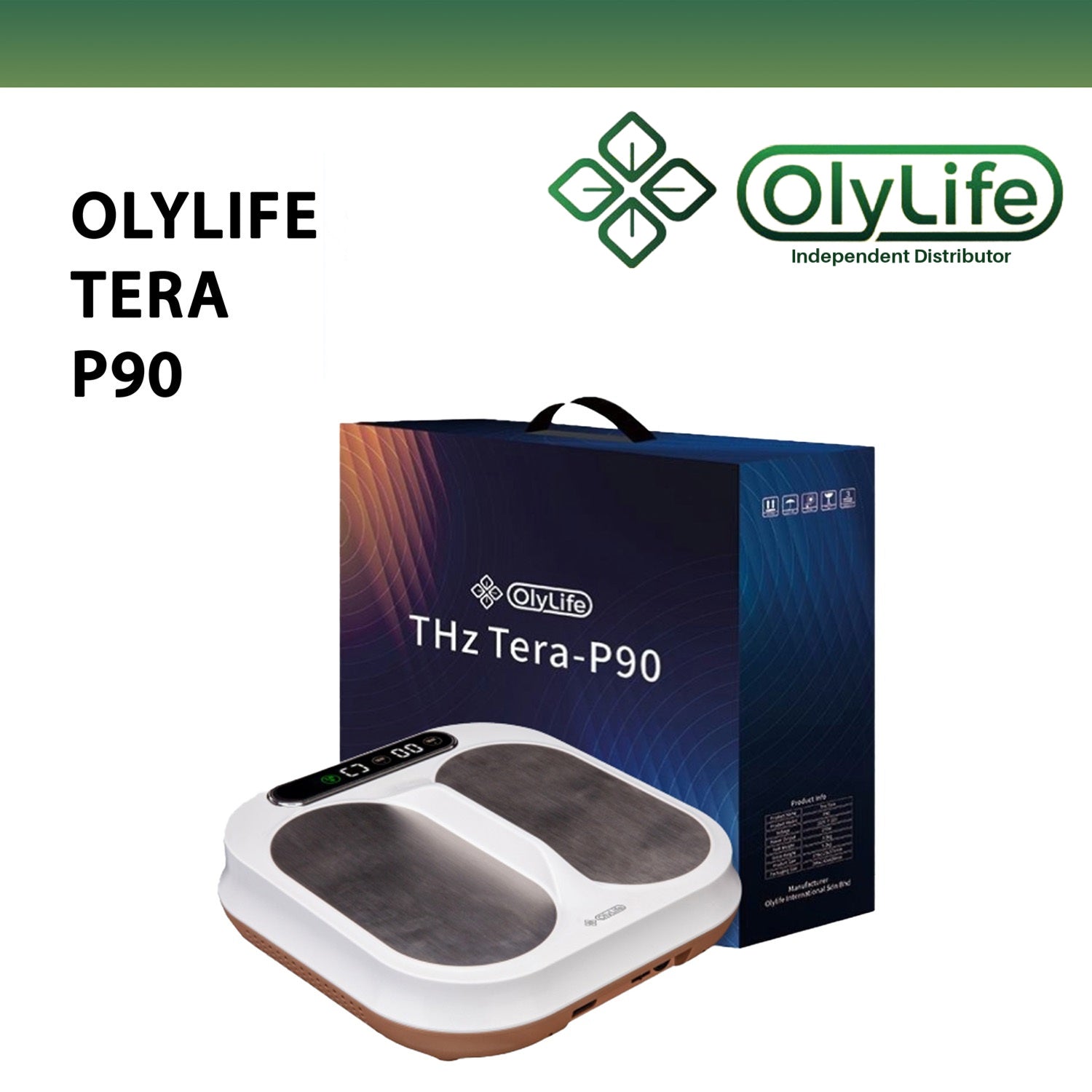 OlyLife THz Tera-P90 device with packaging on a white background