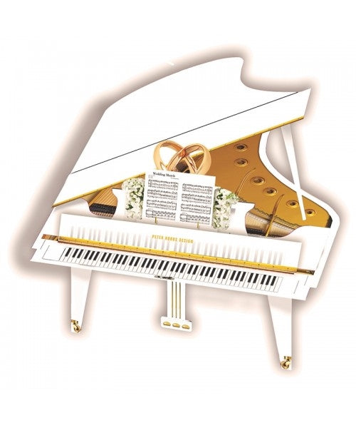 3D Greeting Card - White Wedding Grand Piano