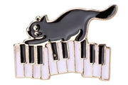 Kitty Cat on Keys Lapel Pin
