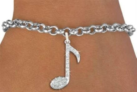 Crystal Music Note Charm on Chain Bracelet