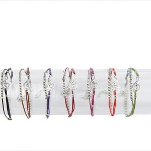 Italian Leather Treble Clef and Beads Bracelet
