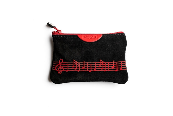 Suede Leather Coin Purse - Black