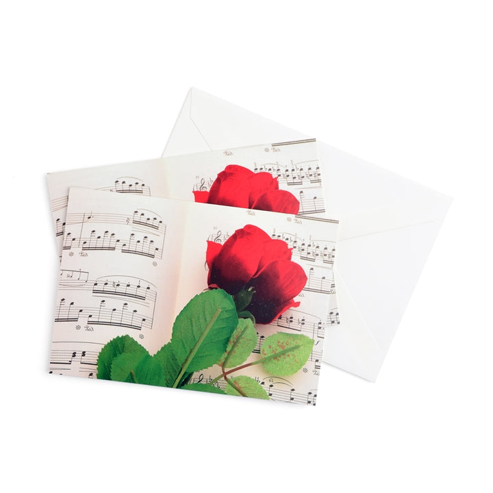 Rose and Sheet Music Boxed Notecards