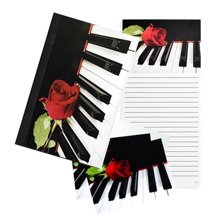 Piano and Rose Stationery Set