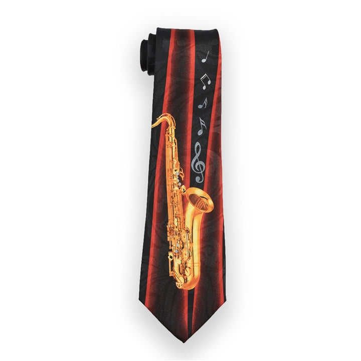 Polyester Handmade Tie-Saxophone