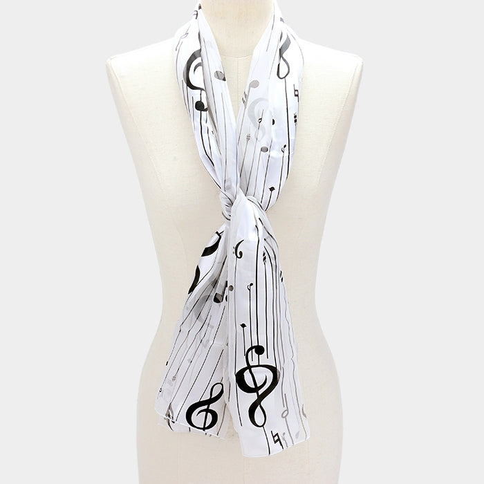 Melodious Black and White Satin Scarf