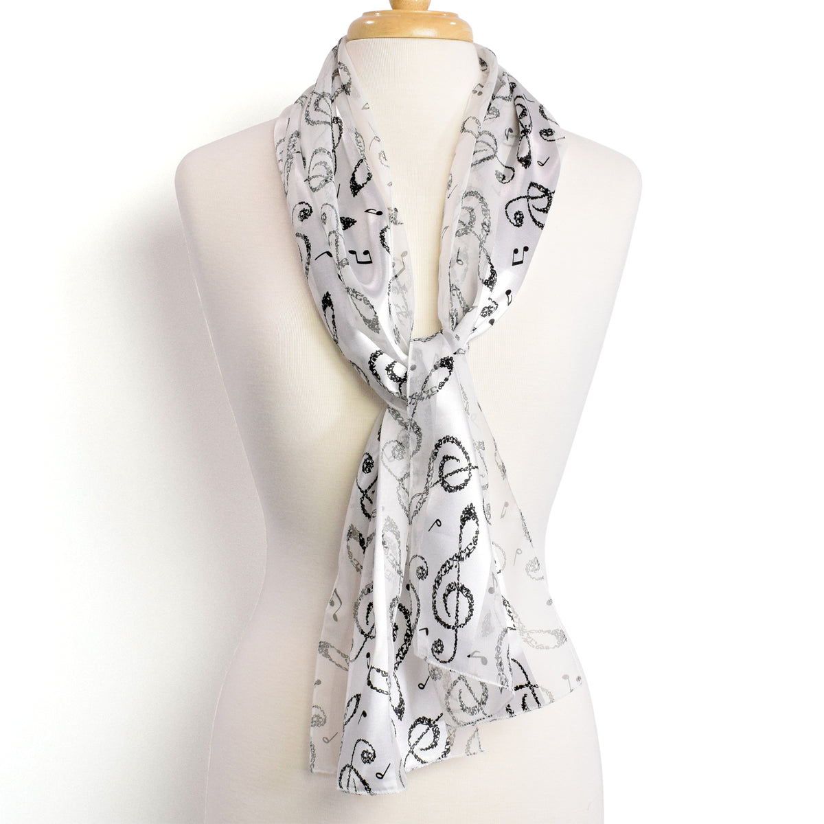 Melodious Black and White Satin Scarf