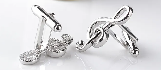 Silver French G Clef Cufflinks