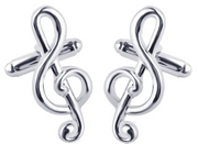 Silver French G Clef Cufflinks