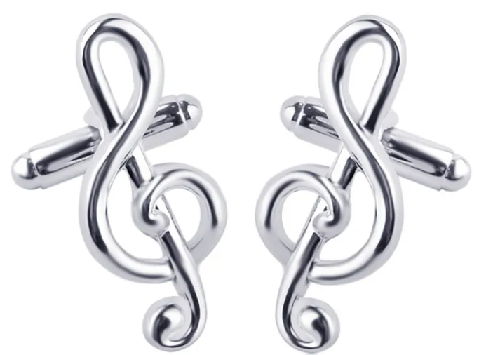 Silver French G Clef Cufflinks