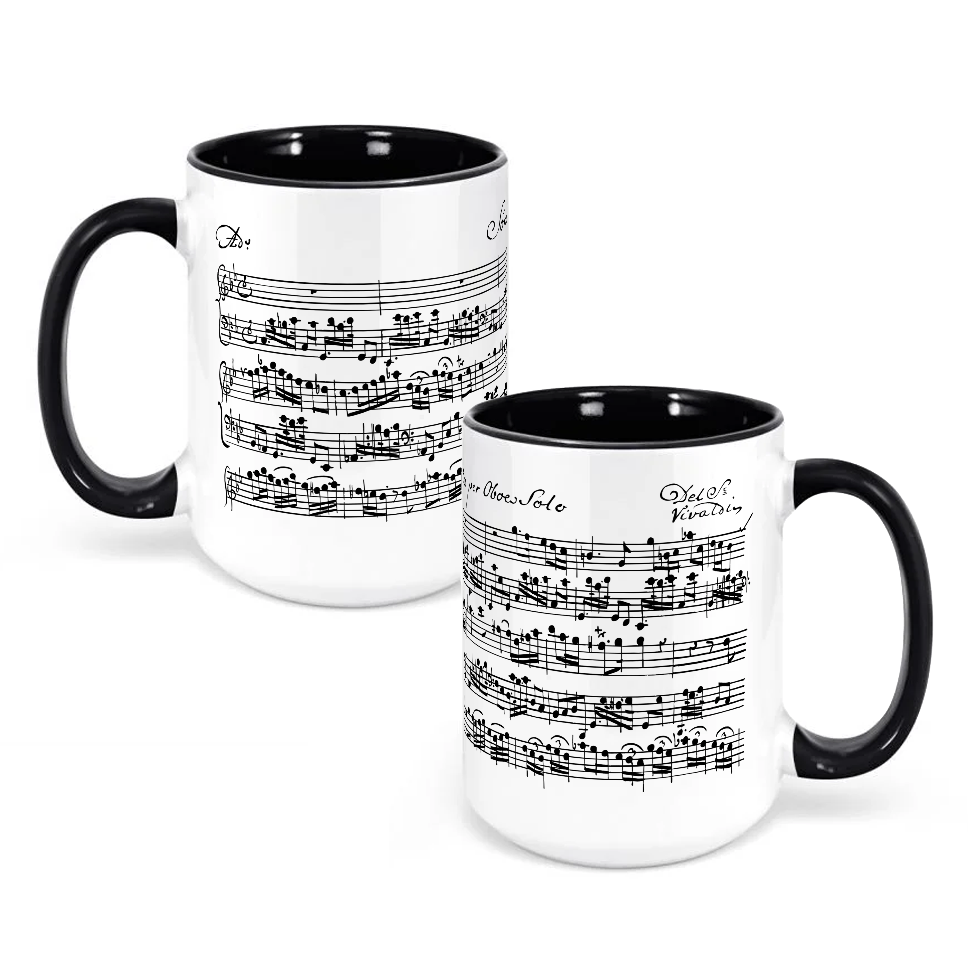 Black and White Vivaldi Sheet Music Mug