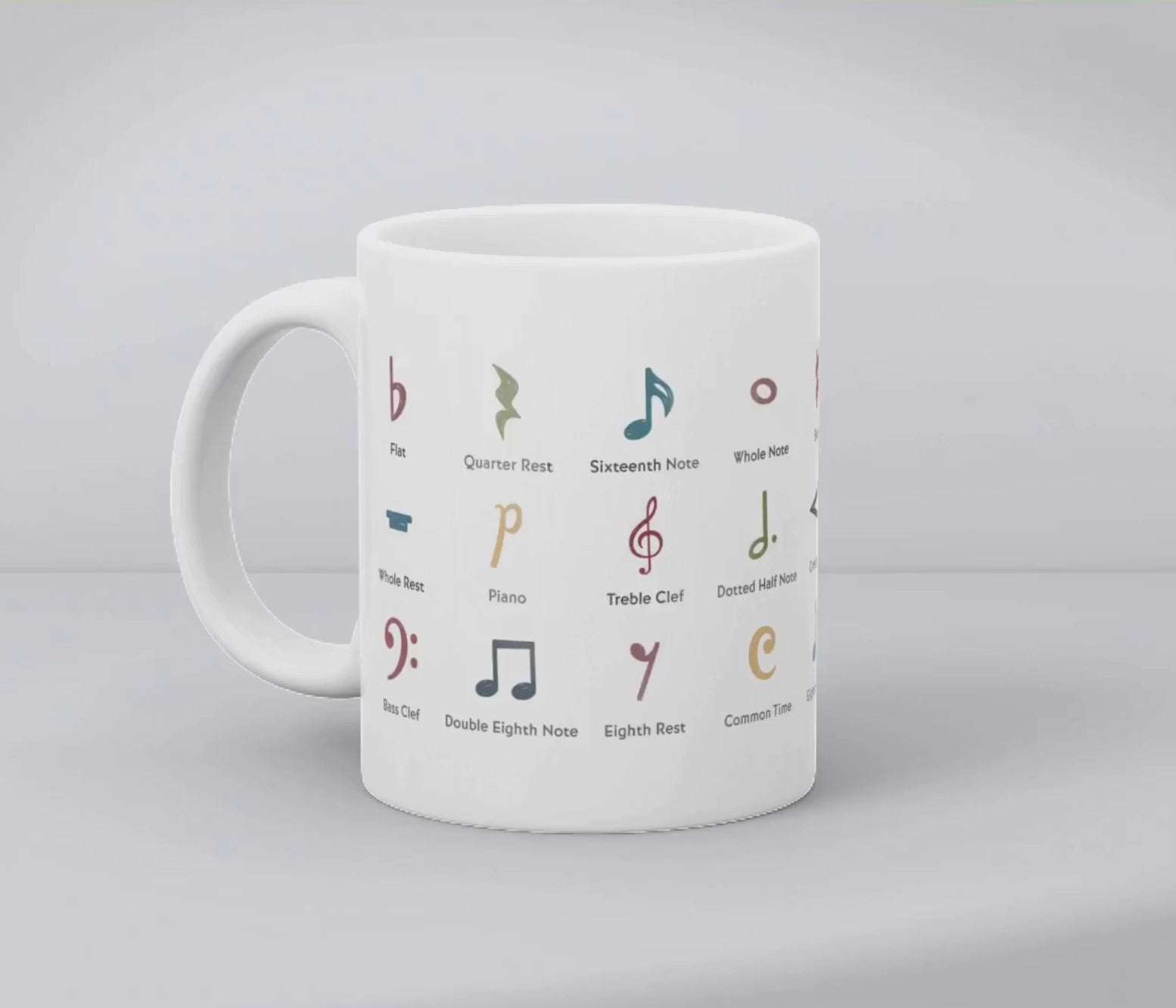 Load video: Colorful Music Symbols Reference Mug
