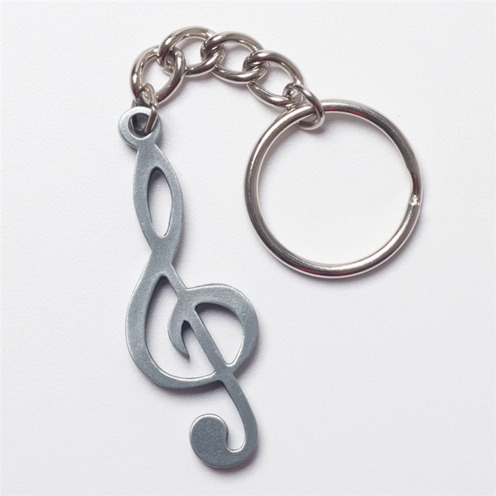 Treble Clef Pewter Keychain At The Music Stand