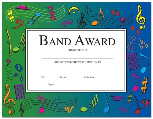 Band Award Certificates, Set of 10 at The Music Stand